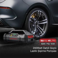 Lokithor APARTX4000 12V 4000Amp Li-Polimer Akıllı Akü Takviye + Pompa + Powerbank + Led Lamba