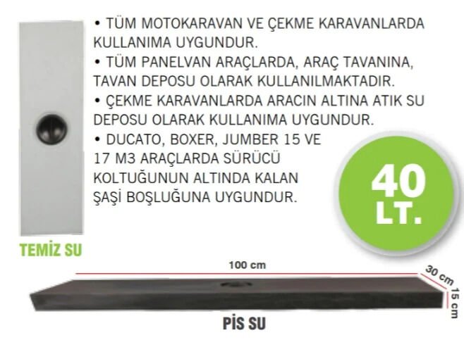 Karavan Su Deposu 40 Lt