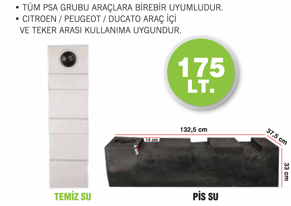Karavan Su Deposu 175 Lt