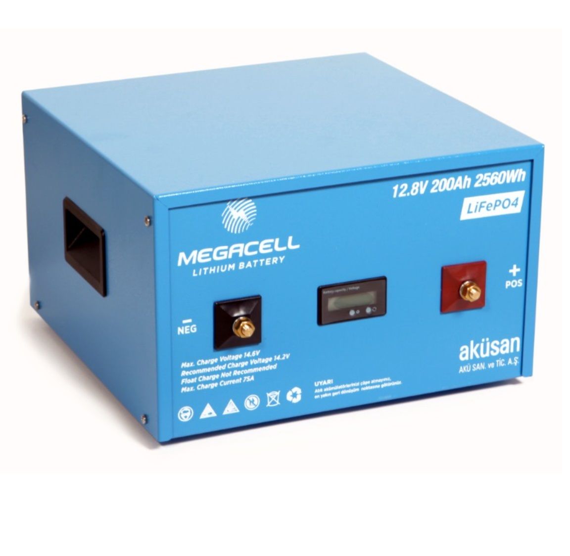 Megacell 12.8V 200Ah (Bluetooth) LiFePO4 Lityum Demir Fosfat Akü(ABS Kasa)