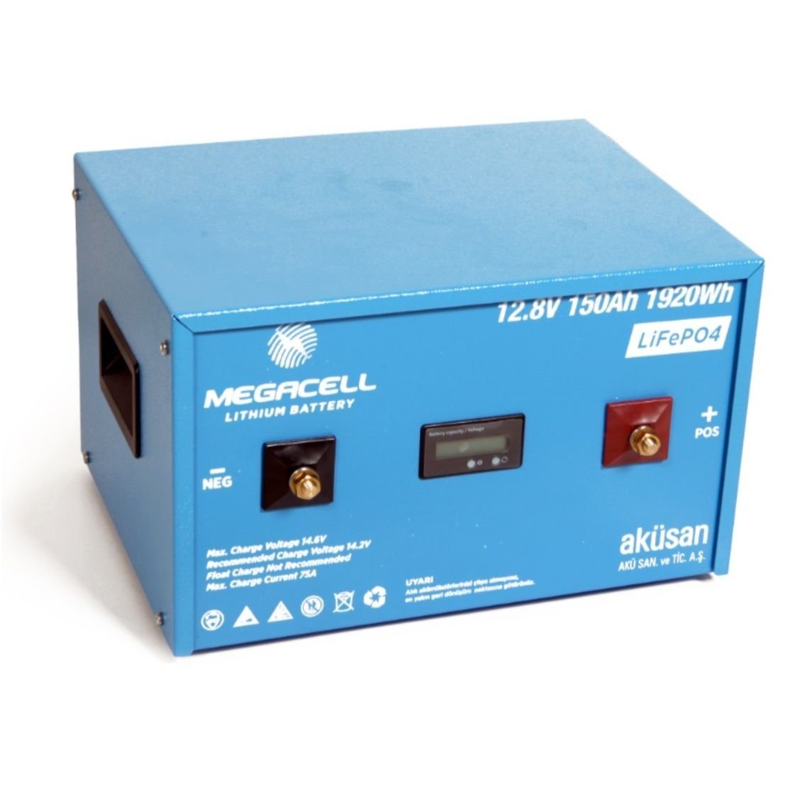 Megacell 12.8V 150Ah LiFePO4 Lityum Demir Fosfat Akü - (ABS Kasa)