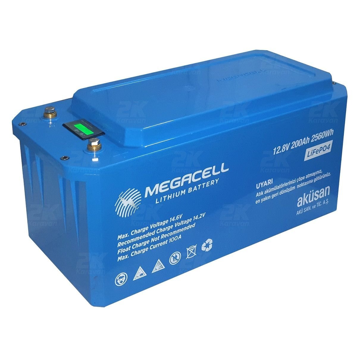 Megacell 12.8V 200Ah LiFePO4 Lityum Demir Fosfat Akü(ABS Kasa)