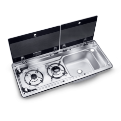 Dometic MO 9722R Cam Kapaklı 2 Gözlü Ocak + Evye Kombinasyonu