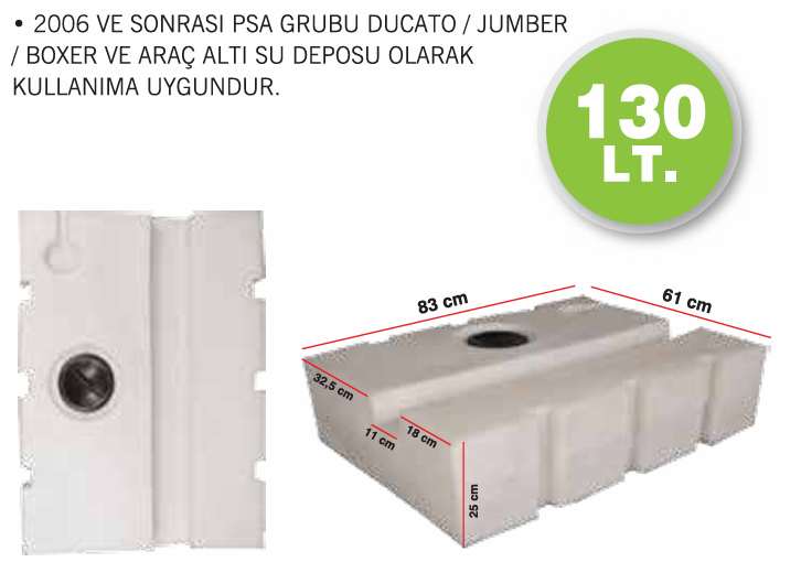 Karavan Su Deposu 130 Lt
