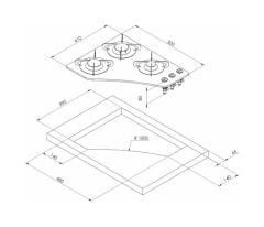 CAN PV1353 Üç Gözlü Ankastre Cam Ocak (Kavisli)