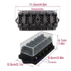 6 Kanallı Bıçak Sigorta Kutusu - Şeffaf Kapaklı | 12V 24V