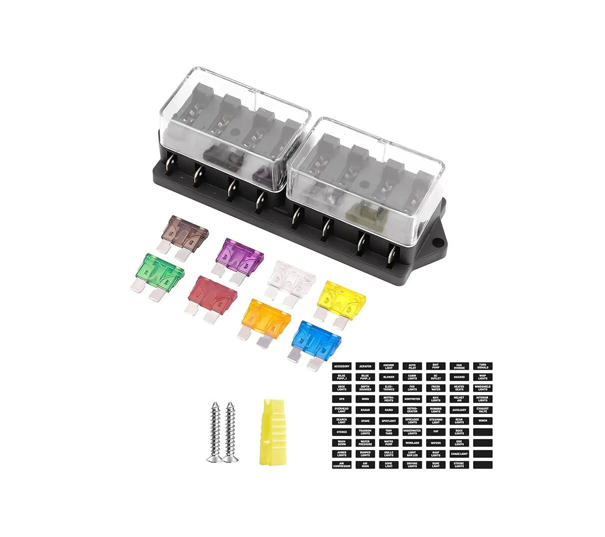 8 Kanallı Bıçak Sigorta Kutusu - Şeffaf Kapaklı | 12V 24V