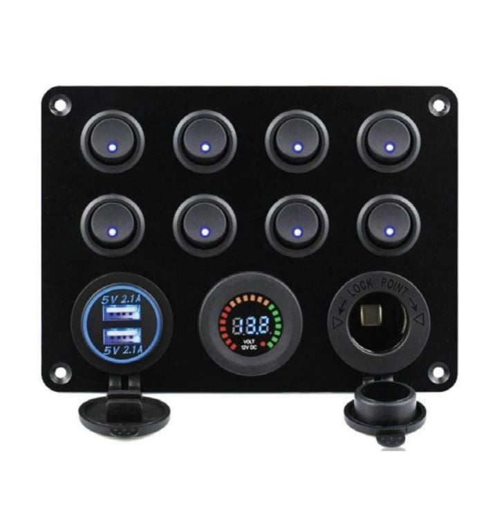 BFY 8'Lİ SWITCH PANEL IŞIKLI ŞARJ-VOLT-USB