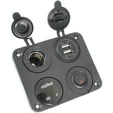 12V 2 USB ŞARJ SOKETİ+VOLTMETRE ÇAKMAKLIK +ON OFF DÜĞMESİ
