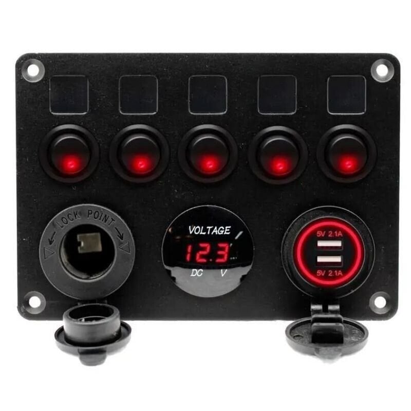 Revex 12/24V Sigortalı 5 Anahtarlı Kontrol Paneli