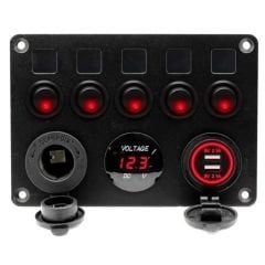 Revex 12/24V Sigortalı 5 Anahtarlı Kontrol Paneli